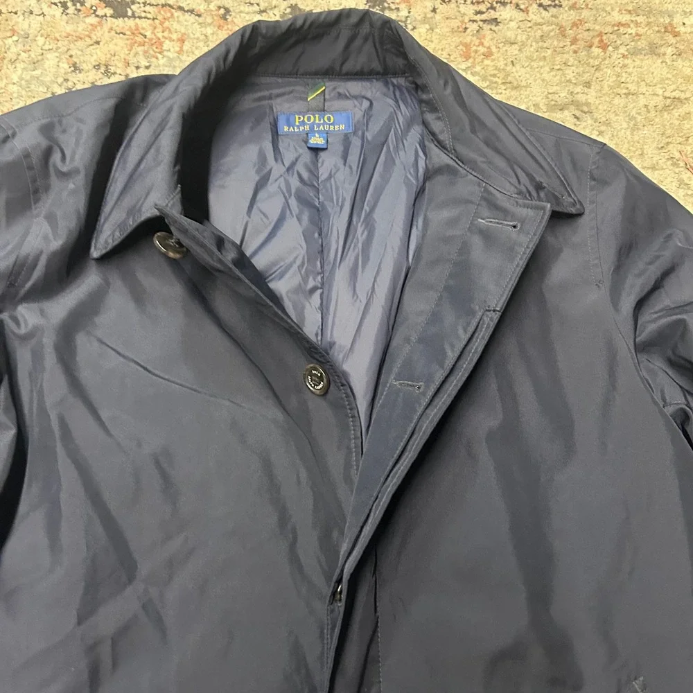 Polo Ralph Lauren Car Coat Men Large Navy Blue Commuter Front Shell Jacket